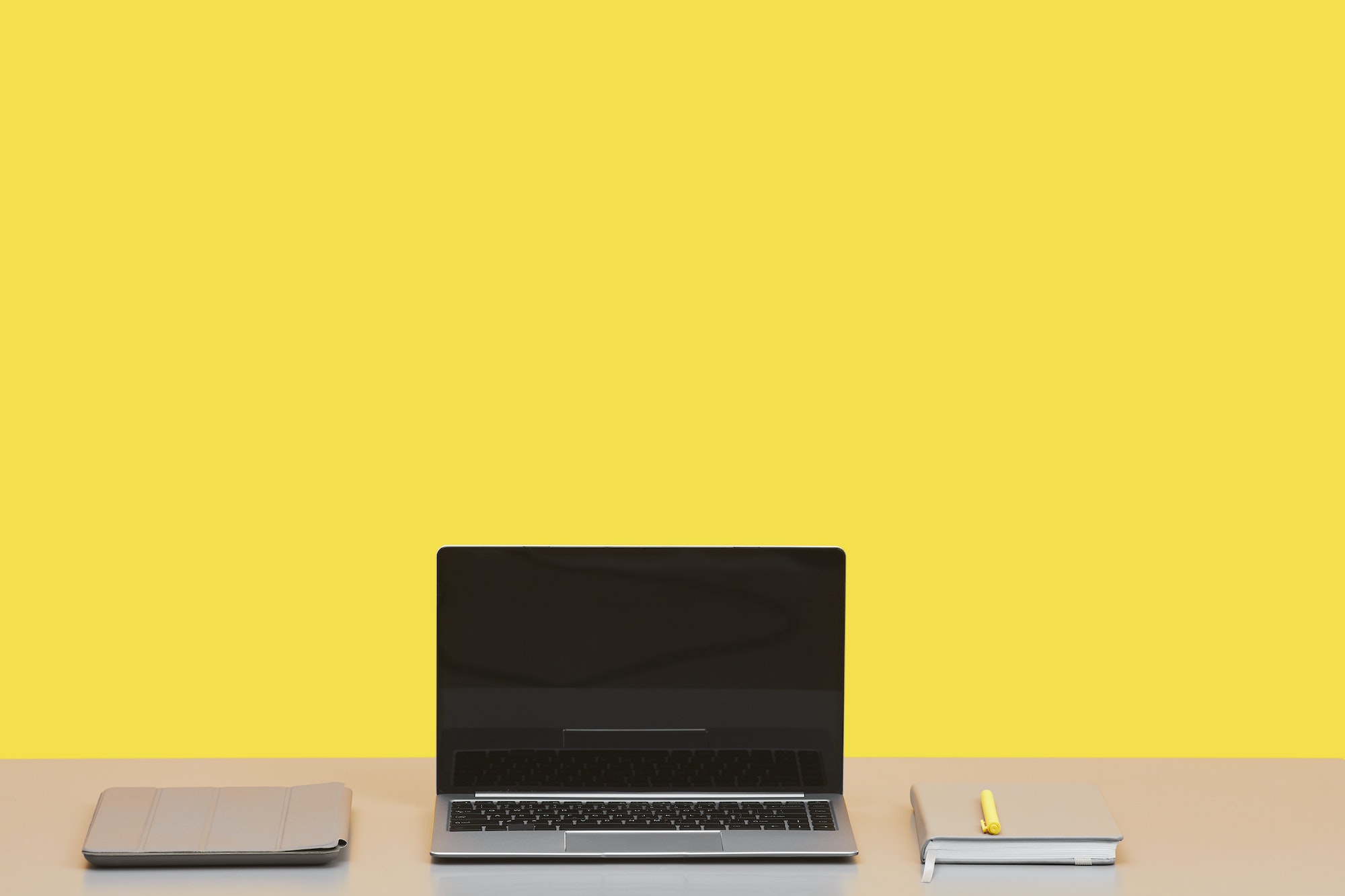 Minimal Workplace Background against Yellow